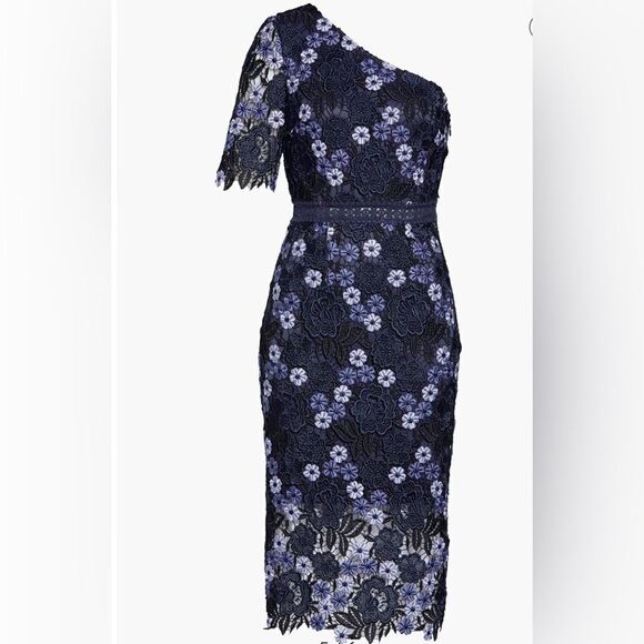 Lenka One-Shoulder Crochet Lace Cocktail Dress - Picture 1 of 8